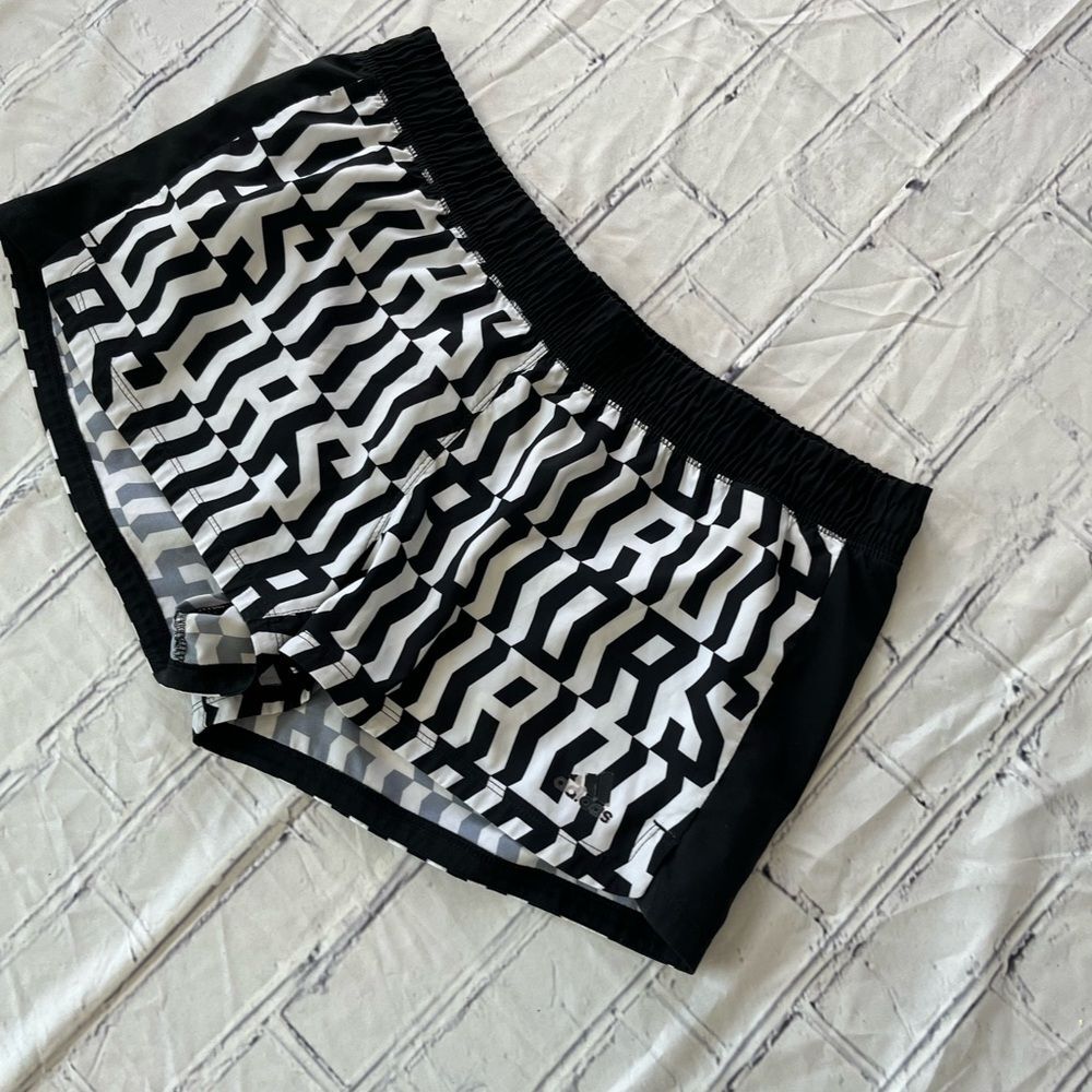 Adidas Athletic Running Shorts Women’s Black White L Stretch Streetwear Sports - Picture 4 of 12